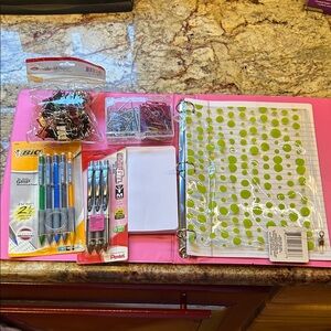 Assorted Stationery Set with Pens Mechanical Pencils Assorted Clips and Binder